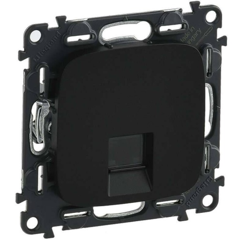 Valena ALLURE.Информационная розетка одиночная RJ45 Кат.5е UTP.С лицевой панелью.Антрацит