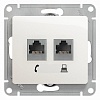 GLOSSA РОЗЕТКА двойная RJ11+RJ45, кат.5E, ПЕРЛАМУТР