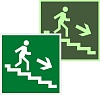 Знак наклейка E13 "Направление к эвакуационному выходу по лестнице вниз направо" (200x200) фотолюминесцентный EKF PROxima
