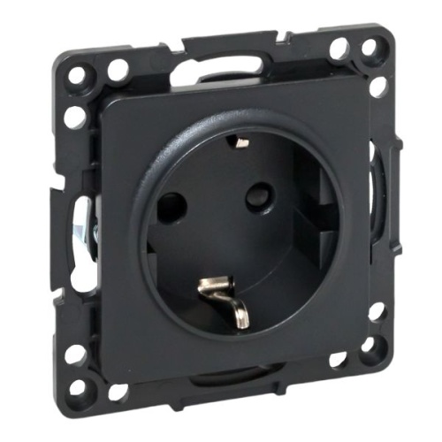 Стокгольм Механизм Розетки 1-местной с/з 16А автоматические клеммы черный с защ. штор. EKF PROxima