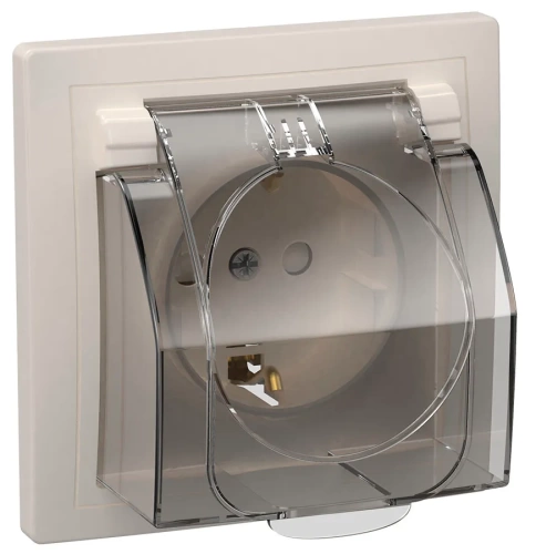 Розетка 1местн. c з/к с защ. штор. с бол. кр. керамика IP44 16А КВАРТА 	РСбш11-3-ККБ-44 (белый) IEK