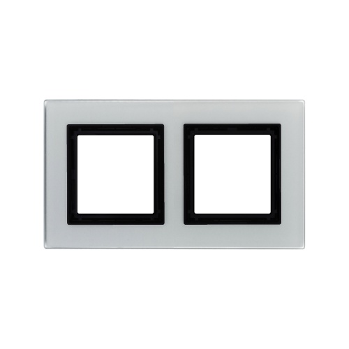 Рамка из натурального стекла, "Avanti", светло-серая, 4 модуля