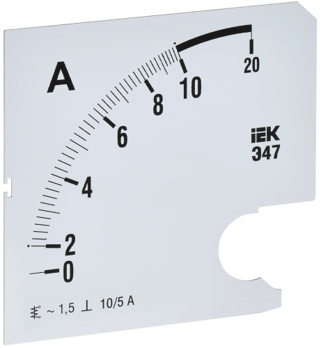 Шкала смен. для амперметра Э47 10/5А-1,5 96х96мм IEK