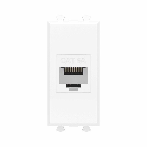 Компьютерная розетка RJ-45 без шторки модульная , кат.6А, "Avanti", "Белое облако", 1 модуль