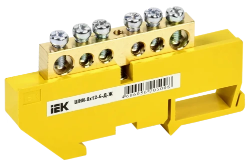 Шина PE "земля" на DIN-изол ШНИ-8х12-6-Д-Ж ИЭК