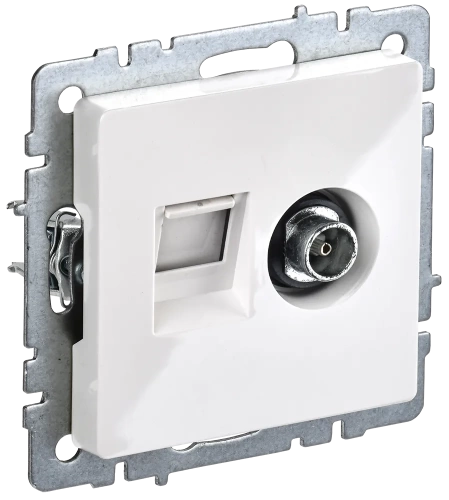 BRITE Роз. двойная TV+RJ45 кат.5E РТВ/РК12-БрБ бел. IEK BRITE Роз. двойная TV+RJ45 кат.5E РТВ/РК12-БрБ бел. IEK