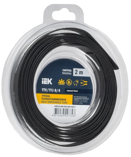 Трубка термоусадочная ТТУ нг-LS 8/4 черная (2м/упак) IEK Трубка термоусадочная ТТУ нг-LS 8/4 черная (2м/упак) IEK