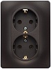 GLOSSA РОЗЕТКА двойная с заземлением, 16А, в сборе, ШОКОЛАД