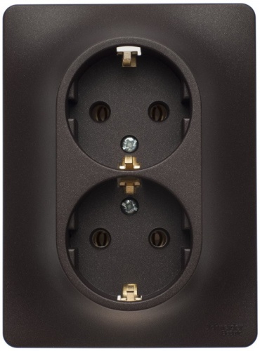 GLOSSA РОЗЕТКА двойная с заземлением, 16А, в сборе, ШОКОЛАД GLOSSA РОЗЕТКА двойная с заземлением, 16А, в сборе, ШОКОЛАД