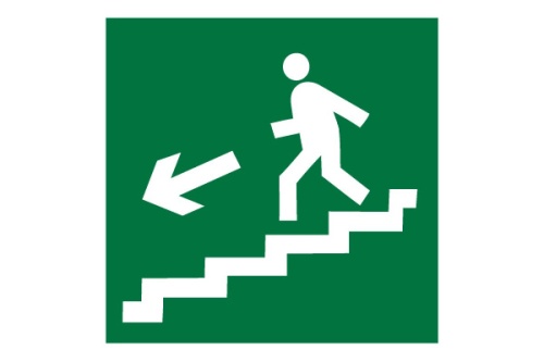 Знак пластик E14 "Направление к эвакуационному выходу по лестнице вниз" (200x200) EKF PROxima