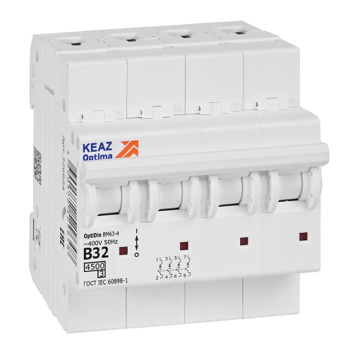 Выключатель автоматический модульный OptiDin BM63-4B32-4,5-УХЛ3