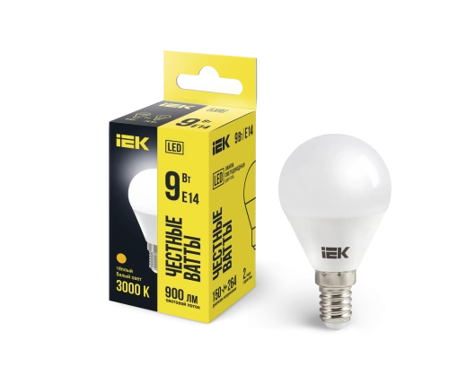 Лампа светодиодная ECO G45 шар 9Вт 230В 3000К E14 IEK