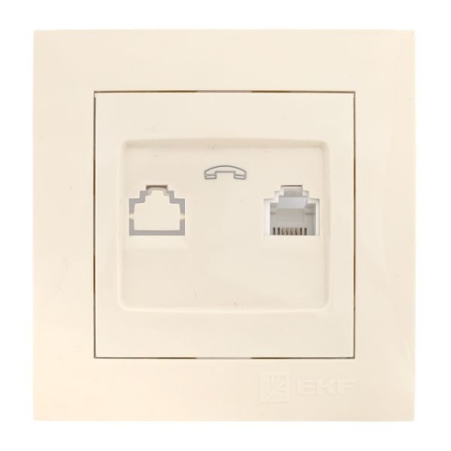 Валенсия розетка телефонная RJ-11 1-местная кремовая EKF PROxima