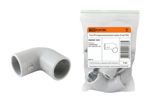 Угол 90 соед. для трубы 25 мм (5шт) TDM Угол 90 соед. для трубы 25 мм (5шт) TDM