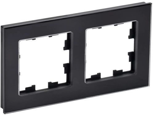 BRITE Рамка 2-мест. РУ-2-2-БрЧ стекло черн. IEK