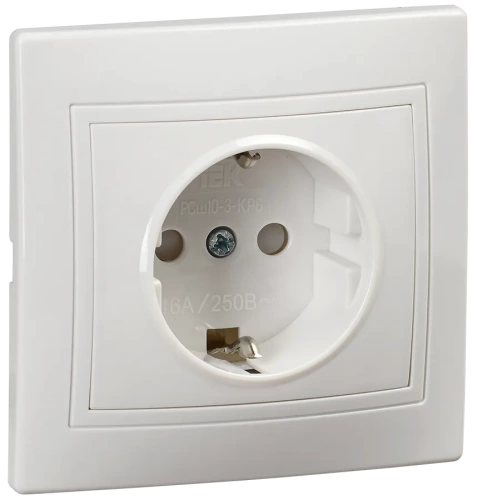 KVARTA Роз. 1ая с з/к с з/ш РСш10-3-КРБ 16А PC бел. IEK KVARTA Роз. 1ая с з/к с з/ш РСш10-3-КРБ 16А PC бел. IEK