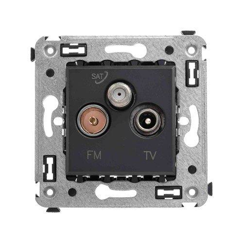 Розетка TV-FM-SAT в стену, "Avanti", "Черный матовый"