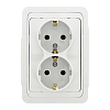Лондон Розетка 2-местная с заземлением 16А керамика белая EKF PROxima