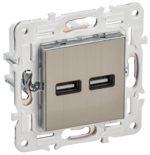 SKANDY Роз. USB A+A 3,1А SK-R15N никель IEK