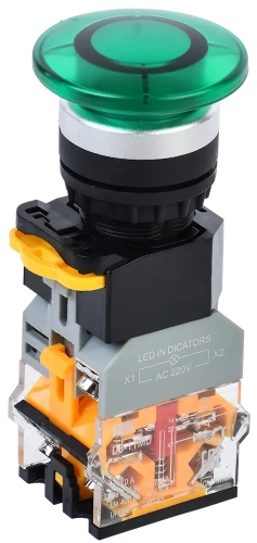 Кнопка D8-11MD "Грибок" d=22мм 1з+1р с подсвет. зеленая IEK Кнопка D8-11MD "Грибок" d=22мм 1з+1р с подсвет. зеленая IEK