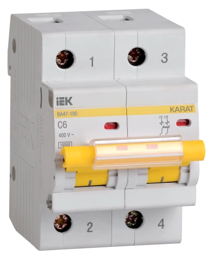 Авт. выкл. ВА47-100 2P 6А 10кА х-ка C IEK