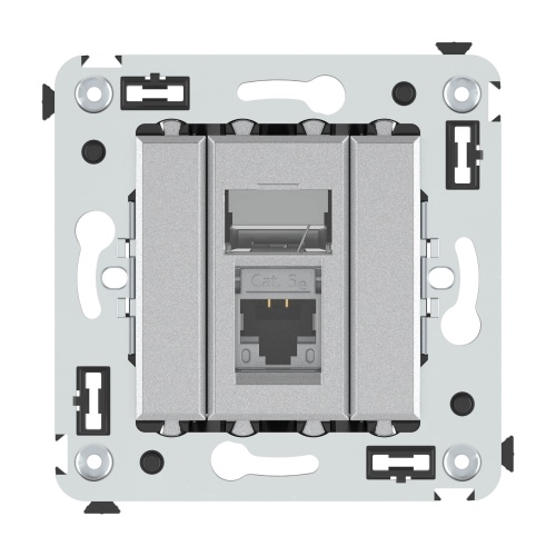 Компьютерная розетка RJ-45 в стену, кат.5e одинарная экранированная, "Avanti","Закаленная сталь"