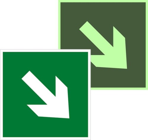 Знак пластик E02-02 "Направляющая стрелка под углом 45" (200x200) фотолюминесцентный EKF PROxima