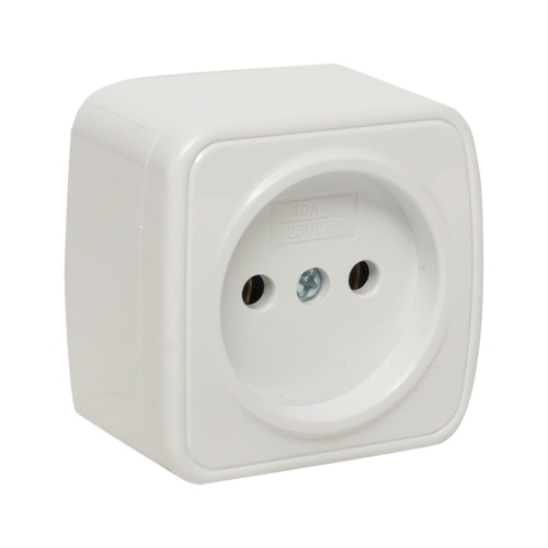 Минск Розетка 1-местная ОП 10А без заземления белая EKF Basic Минск Розетка 1-местная ОП 10А без заземления белая EKF Basic