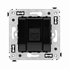 Компьютерная розетка RJ-45 без шторки в стену, кат.6А одинарная, "Avanti", "Черный квадрат"