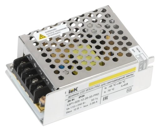 Драйвер LED ИПСН-PRO 25Вт 12 В блок - клеммы IP20 IEK