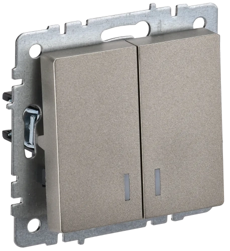 BRITE Выключ. 2-кл. с инд. 10А ВС10-2-1-БрШ шамп. IEK