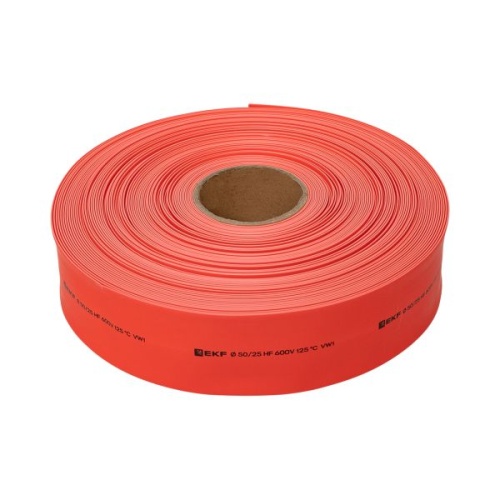 Термоусаживаемая трубка ТУТ нг 50/25 красная рулон EKF PROxima