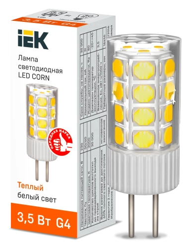 Лампа LED CORN капсула 3,5Вт 230В 3000К керамика G4 IEK