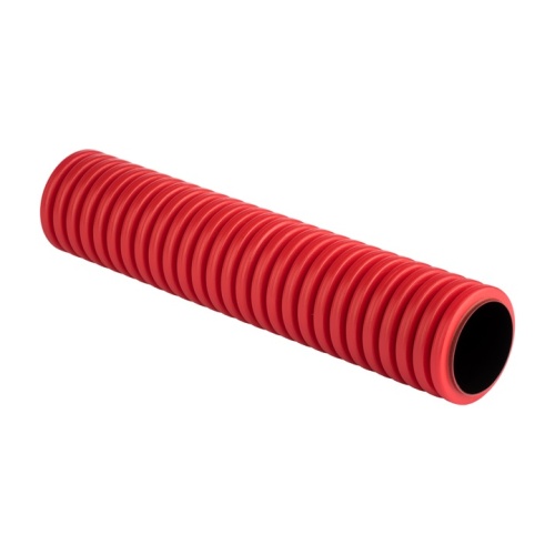 Труба гофр. двустенная ПНД/ПНД жесткая d50 мм (6 м) (36 м/уп) красная EKF-Plast