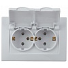 1-210-01 Intro Розетка 2х2P+E Schuko с крышкой штор., 16А-250В, IP20, СУ, IP44, Plano, белый (10/100