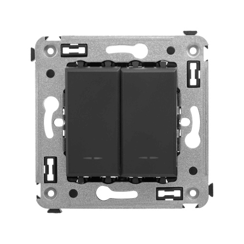 Инвертор двухклавишный в стену, "Avanti", "Черный матовый" Инвертор двухклавишный в стену, "Avanti", "Черный матовый"