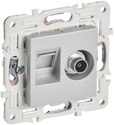 SKANDY Роз. двойная TV+RJ45 кат.6E SK-A15S сереб. IEK