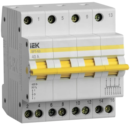 Выключатель-разъединитель трехпозиционный ВРТ-63 4P 40А IEK Выключатель-разъединитель трехпозиционный ВРТ-63 4P 40А IEK