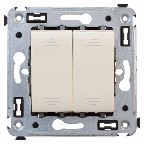 Переключатель двухклавишный в стену, "Avanti", "Ванильная дымка"