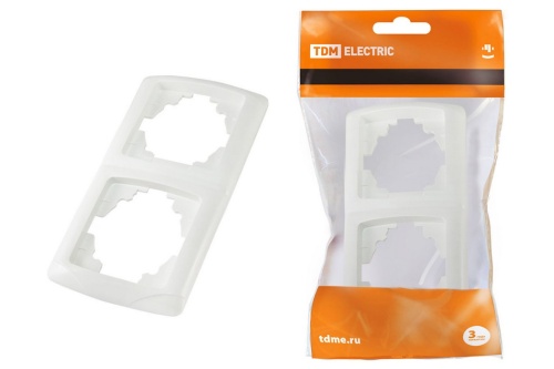 Рамка 2-х постовая вертикальная белая "Онега" TDM