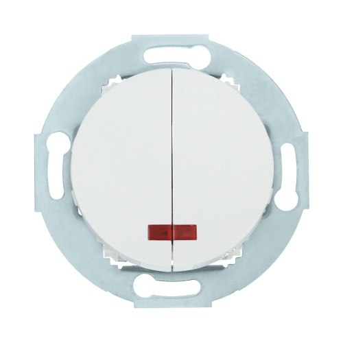 Выключатель двухклавишный (схема 5L) с индикатором 10 A, 250 B (белый) Vintage