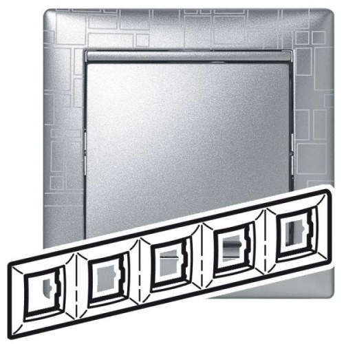 Рамка 5 постов Legrand VALENA CLASSIC, алюминий