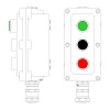 Взрывонепроницаемый пост управления из алюминия LCSD-03-B-MB-L1G(220)x1-P1B(11)x1-P1R(11)x1-PBMB-KAEPM2MHK-20