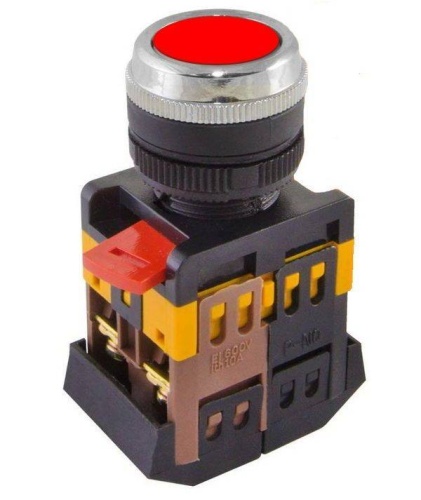 Кнопка ABLFS-22 красный d22мм неон/230В 1з+1р TDM