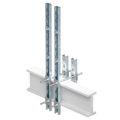 Обжимной комплект монтажных профилей тип 2 , обхват конструкции габаритами 250 на 240 мм , высота подвесной рамы-профиля 600 мм , для крепеления 1 оболочки(ек) одоного типорзамера с видом защиты Ex  e, горячеоцинкованный