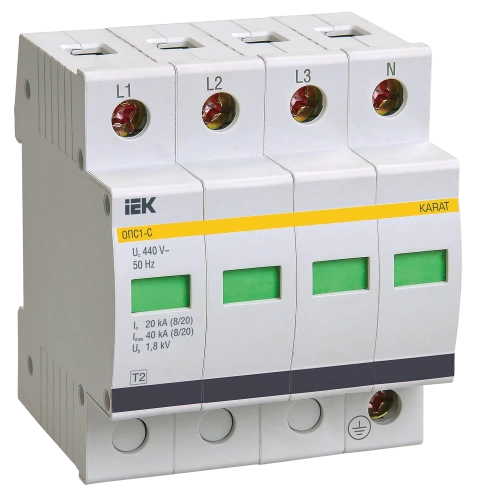 Ограничитель имп. перенапр. ОПС1-C 4Р In=20kA  Un=400B Im=40kA  ИЭК