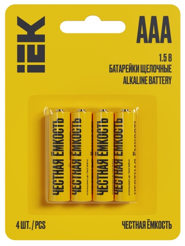 Батарейка щелоч. Alkaline Optima LR03/AAA (4шт/блистер) IEK