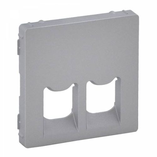 Valena LIFE.Лицевая панель для двойных телефонных/информационных розеток.Алюминий