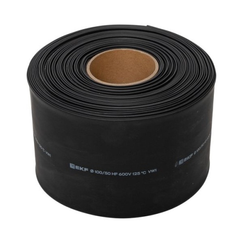 Термоусаживаемая трубка ТУТ нг 100/50 черная рулон EKF PROxima