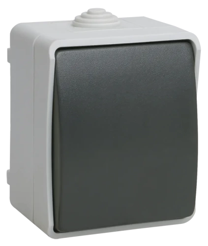 Выключатель 1кл. О/П кнопочный IP54 ВСк20-1-0-ФСр 10А серия "ФОРС" цвет: серый /черный